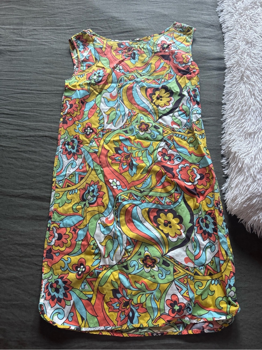 Colorful Floral Paisley Sleeveless Shift Dress
